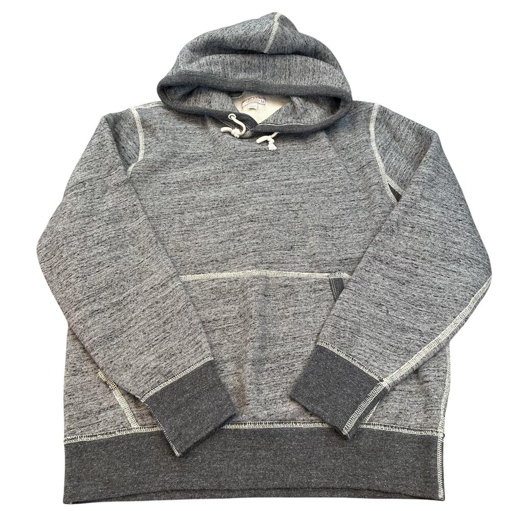Wallace & Barnes Hoodie Mens Medium Gray Fleece Lined Raglan Contrast Stitching